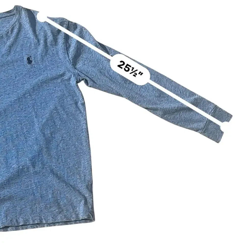 Polo Ralph Lauren Long Sleeve V-Neck Tee Men's S Blue Heather Pony Logo